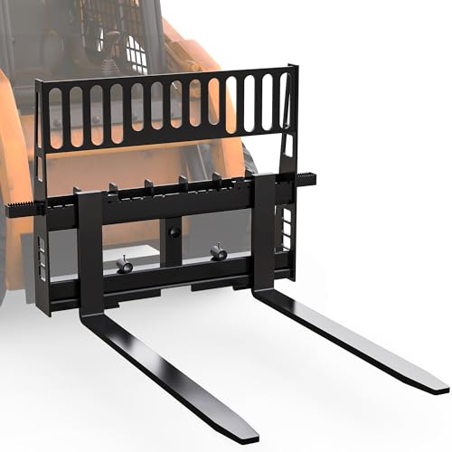 YINTATECH 4000lbs Skid Steer Pallet Fork Attachment, 48" Fork Blades and 45" Pallet Fork Frame for Loaders Tractors Quick Tach Mount