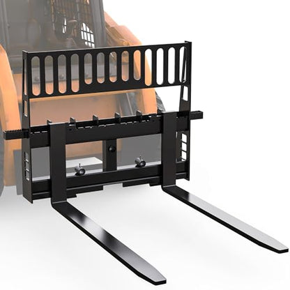 YINTATECH 4000lbs Skid Steer Pallet Fork Attachment, 48" Fork Blades and 45" Pallet Fork Frame for Loaders Tractors Quick Tach Mount
