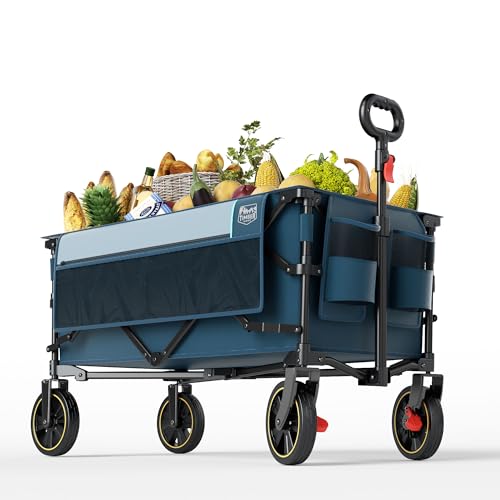 Timber Ridge Collapsible Wagon Cart with Brakes - color: Blue, size: 200L