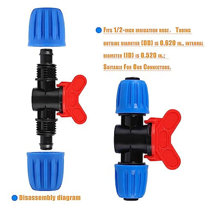 6 Pcs 1/2 Inch Drip Irrigation Tubing Switch Valve - size: 1/2 Inch Switch Valves