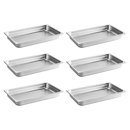 New Star Foodservice Full Size Stainless Steel Steam Table Pan, 20.8 x 12.8 x 2.5 Inches, 18/8 Stainless Steel, 24 Gauge, NSF Certified (Set of 6) - size: Full, style: 2.5" Deep