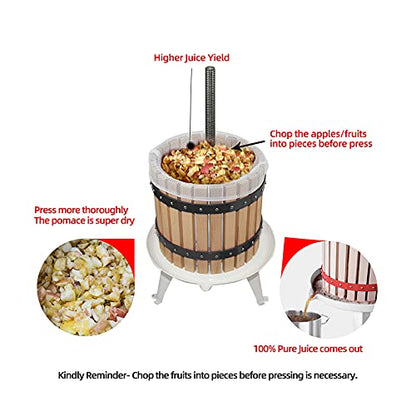 SQUEEZE master Fruit Apple Cider Wine Classic Press- 3.17 Gallon with Fruit Apple Wine Classic Crusher With Stand
