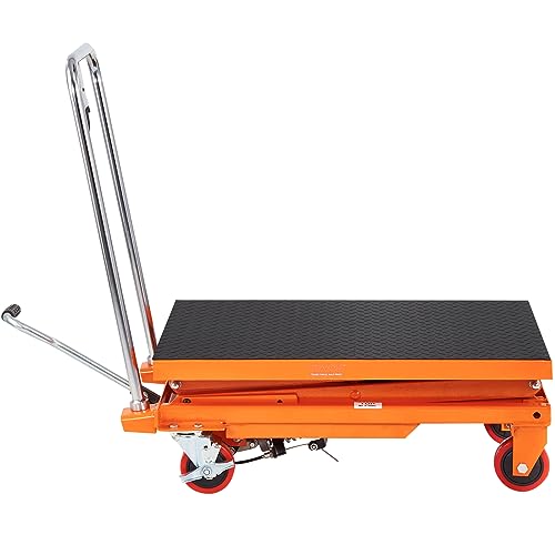 VEVOR Hydraulic Lift Table Cart, Orange, 50-Inch