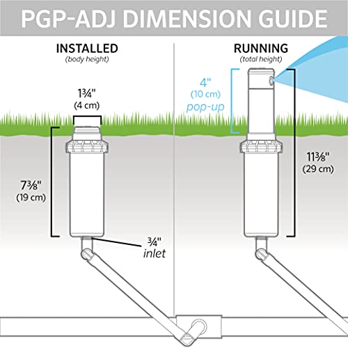 Hunter PGP-ADJ 3/4" Rotor Lawn Sprinkler Head, 22-52 ft, 4" Pop Up