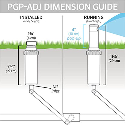 Hunter PGP-ADJ 3/4" Rotor Lawn Sprinkler Head, 22-52 ft, 4" Pop Up