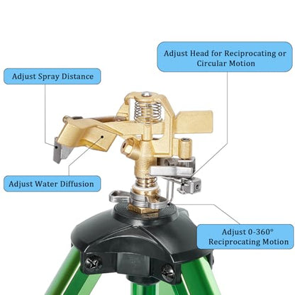 Impact Sprinkler on Tripod Base, 360° Coverage, 3/4in - style: 1 Pack Tripod Sprinkler