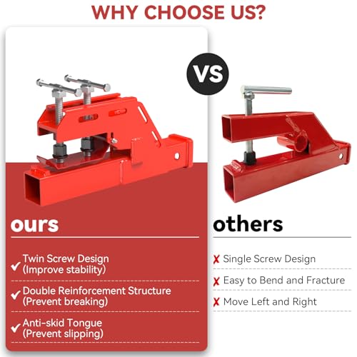 Clamp on Trailer Hitch 2" Receiver for Tractor Bucket, Red, Non-Slip - color: Red