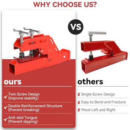 Clamp on Trailer Hitch 2" Receiver for Tractor Bucket, Red, Non-Slip - color: Red