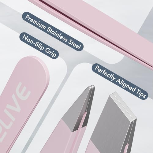 Tweezers for Women Facial Hair, Eyebrow Kit with Tweezers for Women and Men, 8 Pack Precision Tweezers Set, Splinter, Ingrown Hair Removal Kit, Stainless Steel Tweezers for Eyebrow, Light Pink - color: Light Pink - 8 Pack