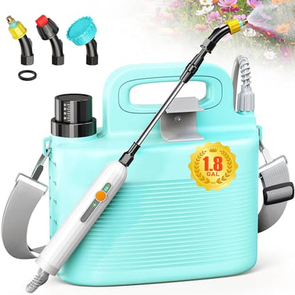 Battery Powered Garden Sprayer 1.8 Gallon, Lightweight 3 Nozzles,5 Patterns - size: 1.8gal
