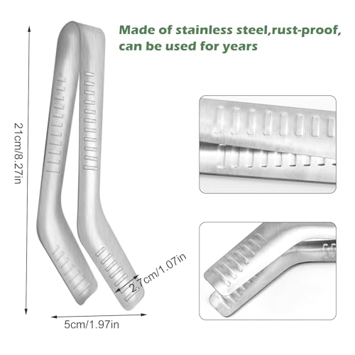 2PCS Seedling Transplant Tongs Stainless Steel Seedling Starters Remove Tongs Seedling Transplanting Tool Seedling Easy Transplanter with Anti-Slip Grasp Tips to Reduce Damage to Roots - color: 2PCS Silver