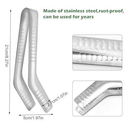 2PCS Seedling Transplant Tongs Stainless Steel Seedling Starters Remove Tongs Seedling Transplanting Tool Seedling Easy Transplanter with Anti-Slip Grasp Tips to Reduce Damage to Roots - color: 2PCS Silver