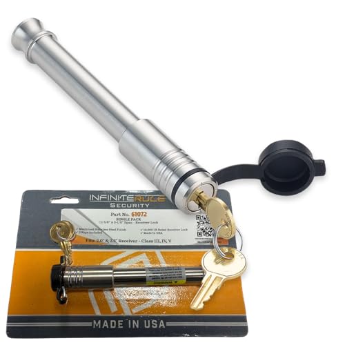 2.5" Receiver Hitch Lock - Heavy-Duty Stainless Steel Anti-Theft Lock for Trailers, RVs & UTVs - Made in USA - color: 1PK (1) Receiver Lock, size: Fits: 2" And 2.5" Receiver Class III, IV, & V