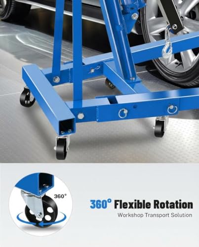Garvee 2 Ton Engine Hoist Cherry Picker, 4400 Lbs, Foldable - color: Blue, size: Engine Hoist