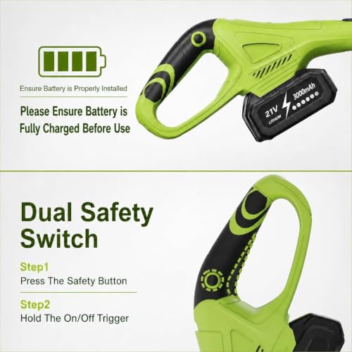 DEGGE Cordless Electric Weed Wacker, 2X 3.0Ah/ 21V/ 12" Battery Weed Eater