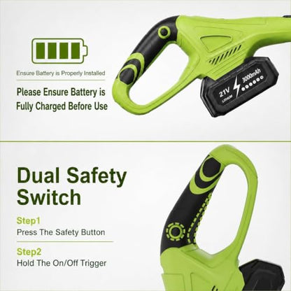 DEGGE Cordless Electric Weed Wacker, 2X 3.0Ah/ 21V/ 12" Battery Weed Eater