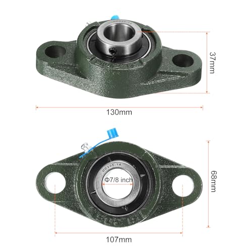 uxcell 2pcs UCFL205-14 Pillow Block Bearings 7/8 in Bore Self Alignment - size: UCFL205-14