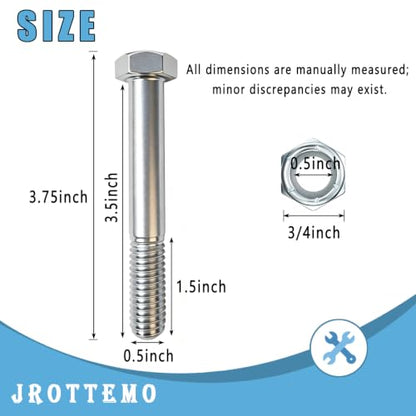 500101 Shear Bolt 1/2" x 3-1/2" with Nylock Nuts for Bush Hog/King Kutter