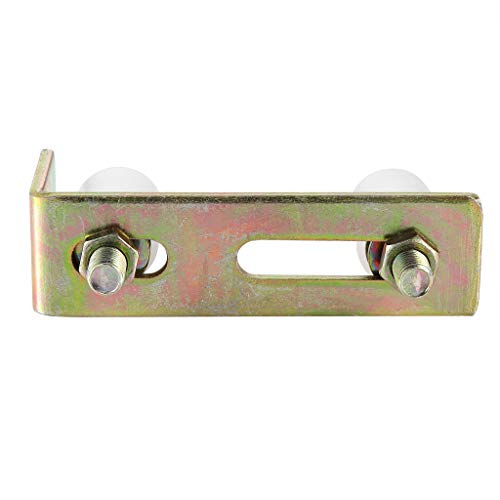 Skelang Slide Gate Guide Roller with L Post Bracket, Adjustable Dual Nylon Rollers Gate Assembly Support for Sliding Rolling Gates 2-5/16" Max Capacity