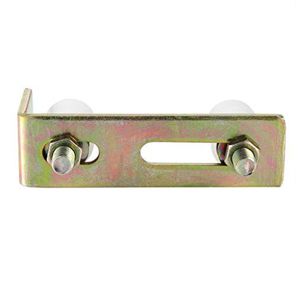 Skelang Slide Gate Guide Roller with L Post Bracket, Adjustable Dual Nylon Rollers Gate Assembly Support for Sliding Rolling Gates 2-5/16" Max Capacity
