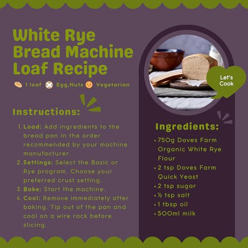 Doves Farm Organic White Rye Flour 2.2 lb (1 kg) - Ancient Grain Light Rye Flour for All British Baking: Breads, Sourdoughs, Cakes, Cookies & More | Kosher & Vegan Friendly | Imported From UK - size: 35.27 Ounce (Pack of 1)