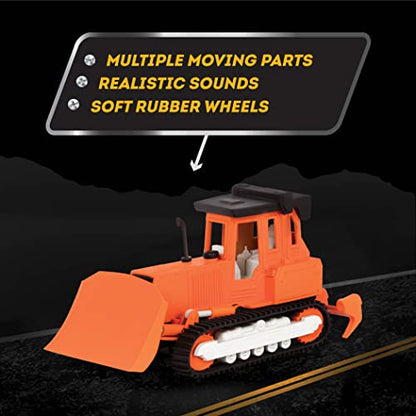 Driven by Battat Bulldozer Toy, 1:24 Scale with Sound, Orange, Trucks - style: Bulldozer