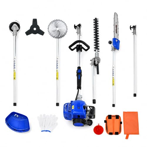 5 in 1 Gas Hedge Trimmer Weed Eater 41.5cc 2-Stroke Multi-Function Tools - color: Blue