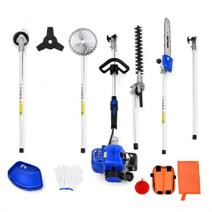 5 in 1 Gas Hedge Trimmer Weed Eater 41.5cc 2-Stroke Multi-Function Tools - color: Blue