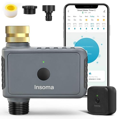 WiFi Water Timer Brass Inlet, 1-Zone Smart Hose Faucet Timer App & Voice Control via 2.4GHz WiFi, Sprinkler Timers w/Auto/Manual/Rain Delay Modes for Garden/Lawn, Works with Alexa & Google Assistant - size: 1 Zone-Metal-WiFi