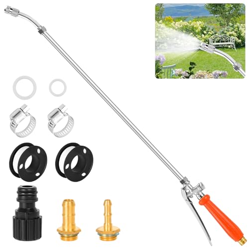 29" Sprayer Wand All Metal Replacement Sprayer Wand, Suitable for 1/2" Hose Quick Connector, 1/4" & 3/8" & 1/2" Brass Barb Spray Wand, Built-in Shut Valve Stainless Steel Spray Wand - color: 29" Sprayer Wand