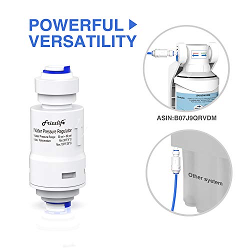 Frizzlife Water Filter Pressure Regulator Protection Valve for Reverse Osmosis & Water Filter System, 60PSI, 1/4” Quick Connect Push Fit, PRV01