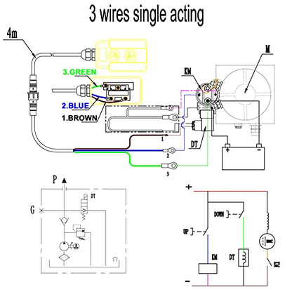 3 Wire Dump Trailer Remote Control Switch 12v DC Hydraulic Pump Power Unit