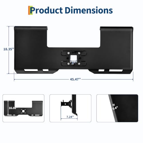 Garvee 3/8" Skid Steer Attachment Plate, 2" Removable Receiver, Black - color: Black