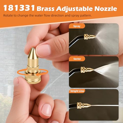 2Pcs 181331 Adjustable Sprayer Nozzle with Gaskets, All Brass Sprayer Nozzle Tips Compatible with Roundup, Smith, Field King, Scotts, for Backpack & Handheld Sprayers