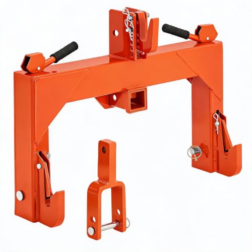 IDEALHOUSE 3-Point Quick Hitch with 2" Receiver & Versatile Top Adapter - color: Orange