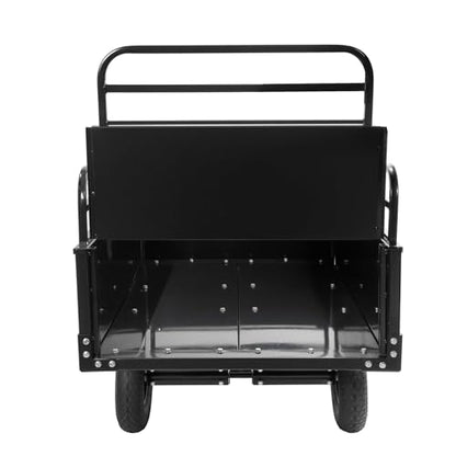 ALMULOO Heavy Duty Trailer Dump Cart Universal 750LBS 15 Cu.Ft Tow Behind
