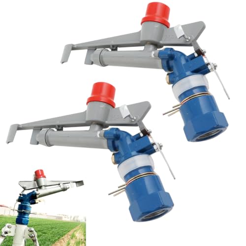 360 Degree Adjustable Sprinkler Gun 2Pcs, Large-Scale Industrial Sprinkler Irrigation Spray Gun Impact Spray for Farms Orchards Tea Gardens Forestry Wheat 1 Inch - size: 1 inch