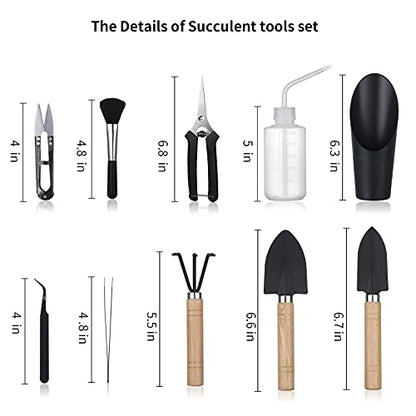 11Pcs Succulent Tools, Mini Garden Tools, Plant Repotting Set(No Flowerpot) - style: Abundant Garden Tools