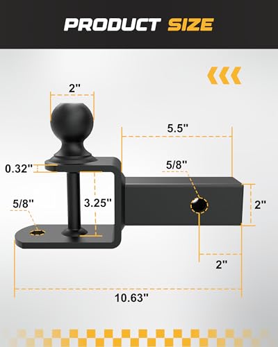 RETRUE ATV UTV Trailer Hitch for 2 inch Receiver, 3-in-1 Ball Mounts - size: 2" Ball, 2" Receiver