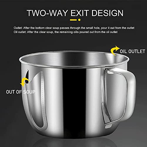 Stainless Steel Fat Separator 1L, Gravy Separator with Glass Lid & Strainer