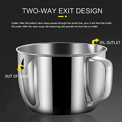 Stainless Steel Fat Separator 1L, Gravy Separator with Glass Lid & Strainer