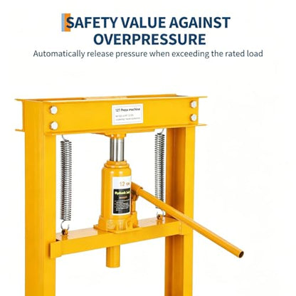 Garvee 12Ton Hydraulic Shop Press H-Frame Floor Shop Press - color: Yellow