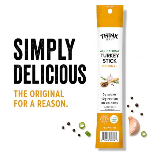 Think Jerky All-Natural Turkey Sticks, Gluten and Sugar Free, No Nitrates, Keto Paleo Friendly High Protein Low Carb Meat Snack - 1.0 oz Sticks, 20 Pack - size: 1 Ounce (Pack of 20)