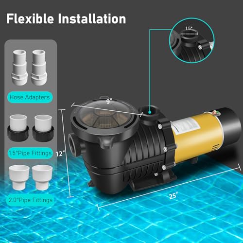 1.5HP Two Speed Above-Ground Pool Pump 5400GPH 42FT 115V - color: Dark Gold