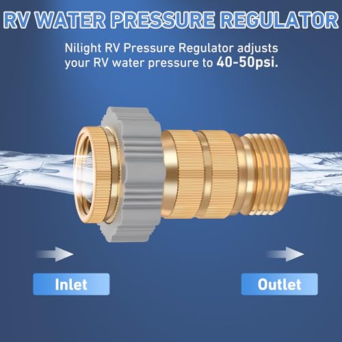 Nilight RV Hi-Flow Water Regulator Lead-Free Brass Valve 3/4" Thread - size: 40-50 psi
