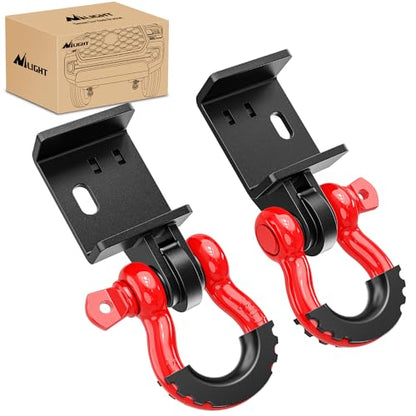 Nilight 2Pack Demon Front Tow Hook Bracket with 3/4" Shackle for Toyota Tacoma | for Toyota Tacoma 2009-2016 2017 2018 2019 2020 2021 2022 2023, with 7/8" Screw Pin and Isolator Rubber Washers - color: Toyota Tacoma D-Ring Shackle