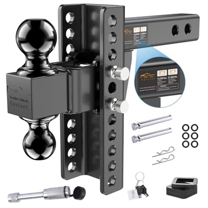 Adjustable Trailer Hitch -Drop Hitch Fit 2" Receiver - 8" Drop/Rise - size: 8 Inch Drop Hitch
