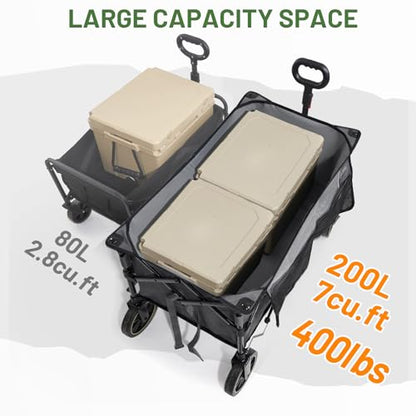 Timber Ridge Collapsible Wagon Cart with Brakes - color: Gray, size: 200L