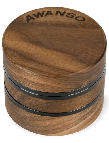 3-Piece Grinder, 2.5" Walnut Wood & Aluminum Grinder for Kitchen Spices with Large Bottom Chamber