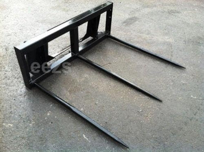 Skid Steer Attachment, 3 x 43" Hay Bale Spear, Rated 3000 LB, Quick Attach - size: 3 x 43"